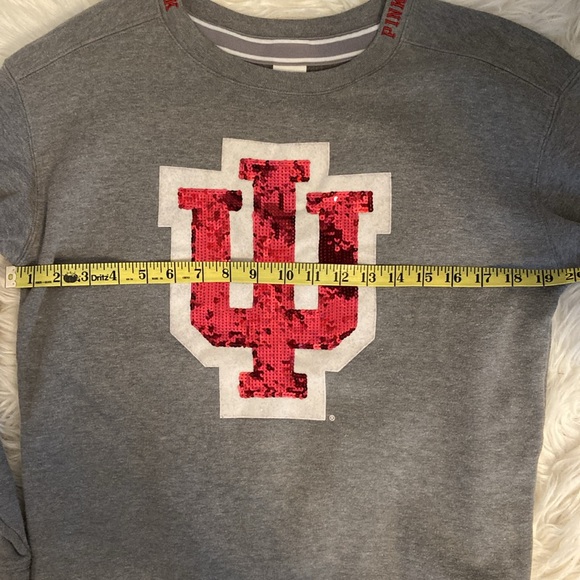 Victoria Secret PINK XS Gray Maroon IU Indiana Hoosiers L/S Bling Sequin Shirt - Picture 6 of 8